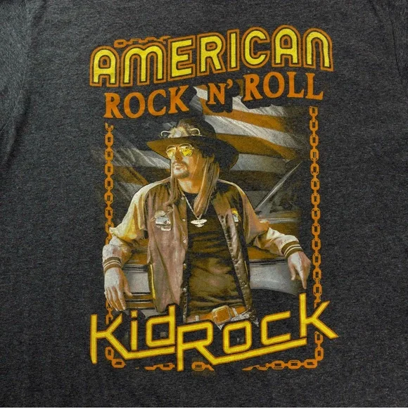 Kid Rock American Rock N Roll T-Shirt Size Large Heather Gray Detroit Rap USA - Picture 3 of 9